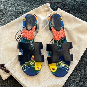 Hermes Oasis Bleu indigo sandal size 38